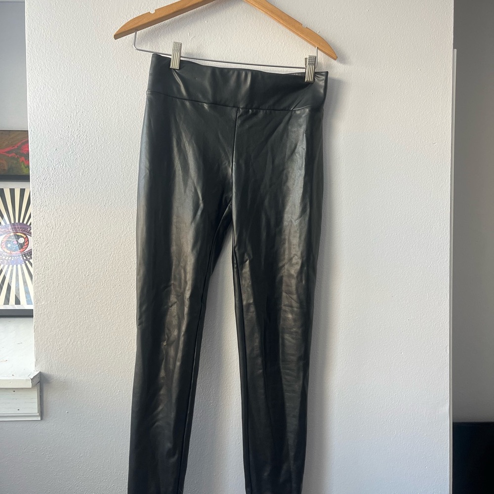 LOFT Black Faux Leather Pants